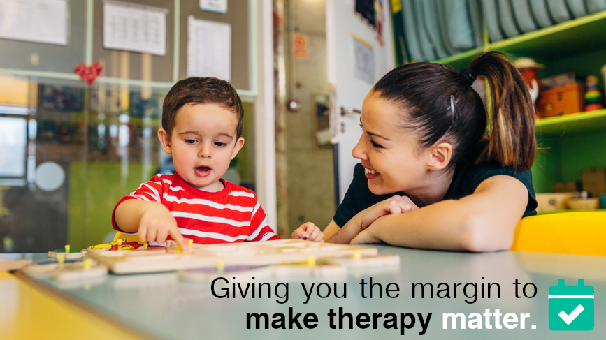 Therapist with young student